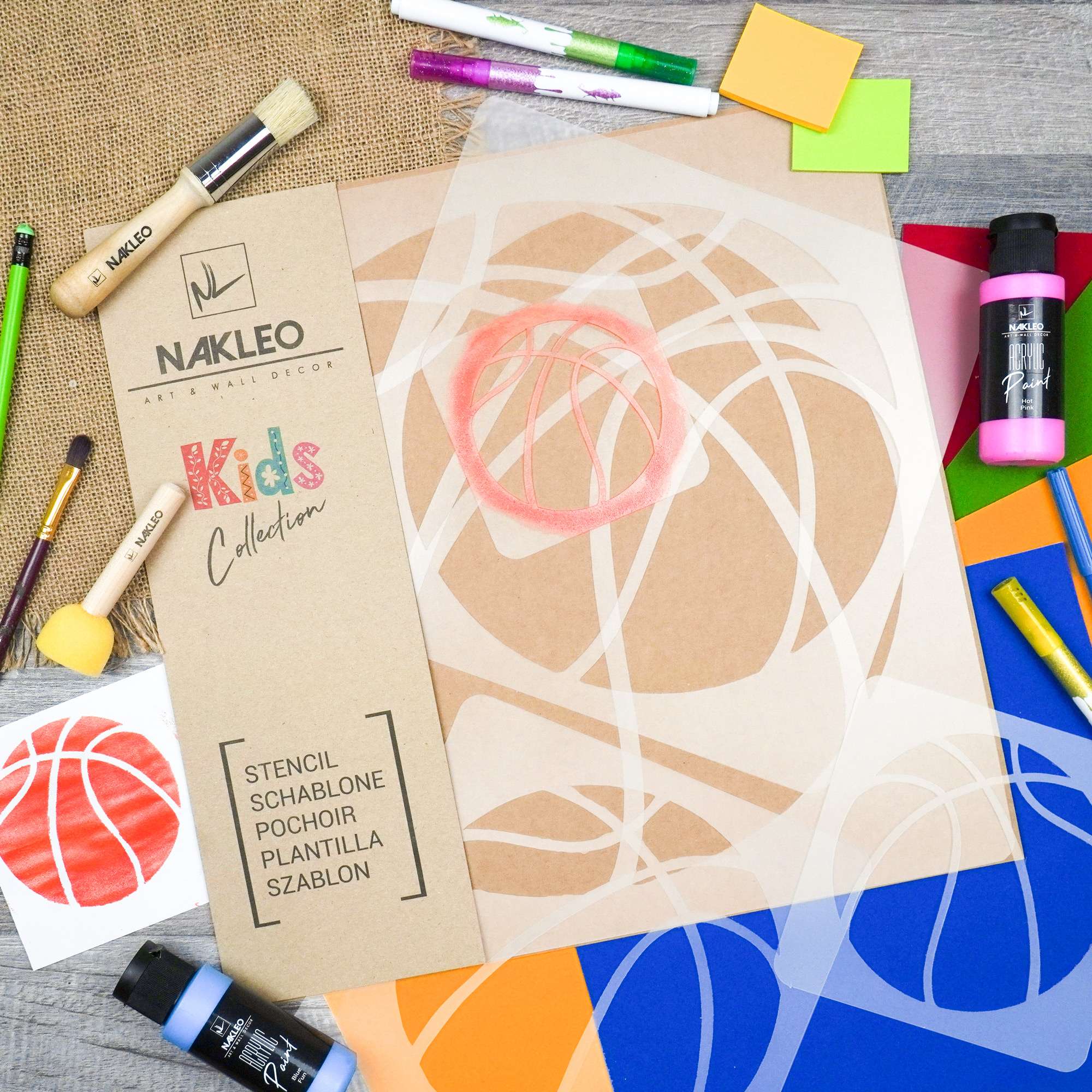 KIDS Herbruikbare Plastic Sjabloon Stencils (5 stuks) // BASKETBAL KIDS Herbruikbare Plastic Sjabloon Stencils (5 stuks) // BASKETBAL