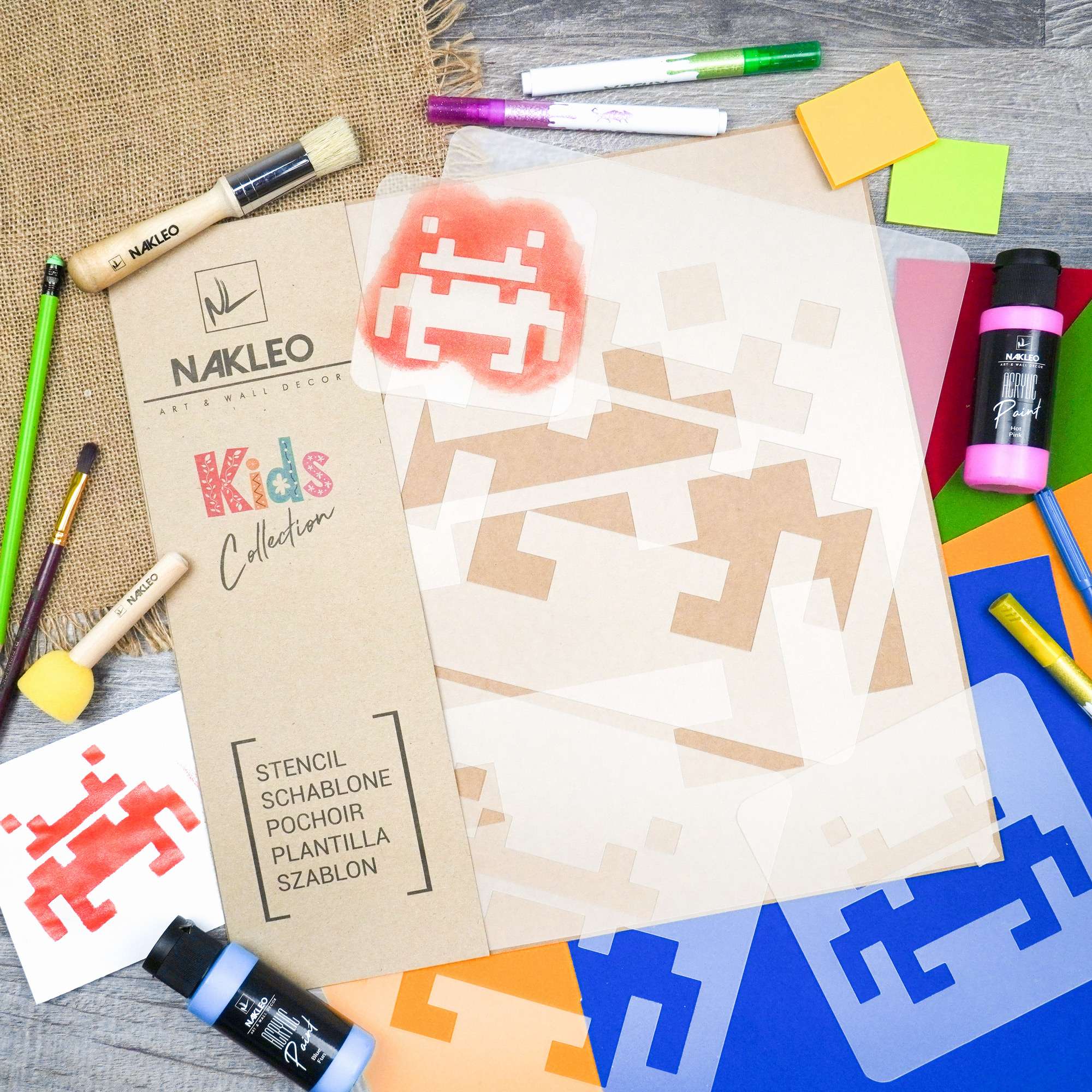 KIDS Herbruikbare Plastic Sjabloon Stencils (5 stuks) // SPACE INVADERS #1 KIDS Herbruikbare Plastic Sjabloon Stencils (5 stuks) // SPACE INVADERS #1