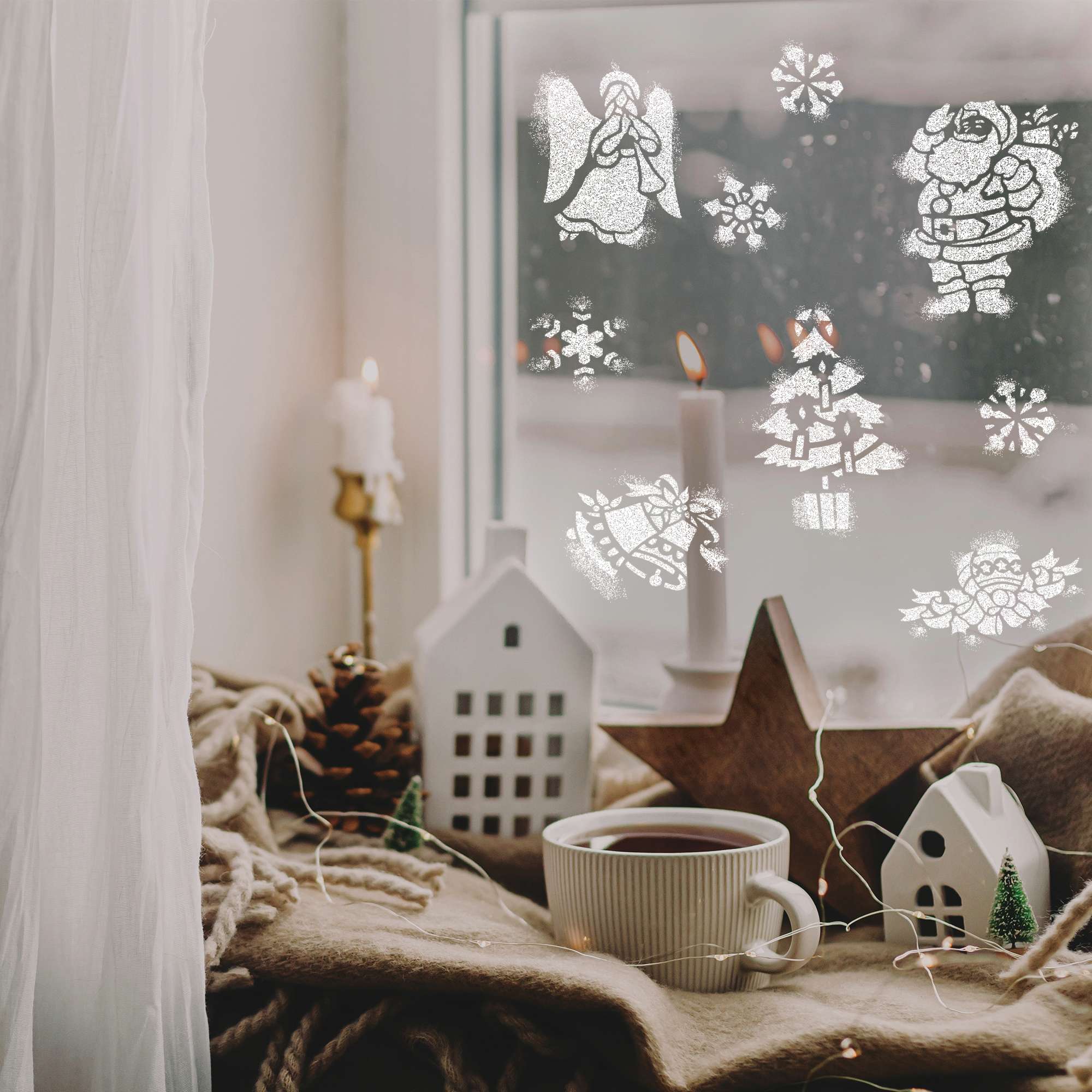 5 pcs Reusable Plastic Window Christmas Stencils for Artificial Snow #2 5 pcs Reusable Plastic Window Christmas Stencils for Artificial Snow #2