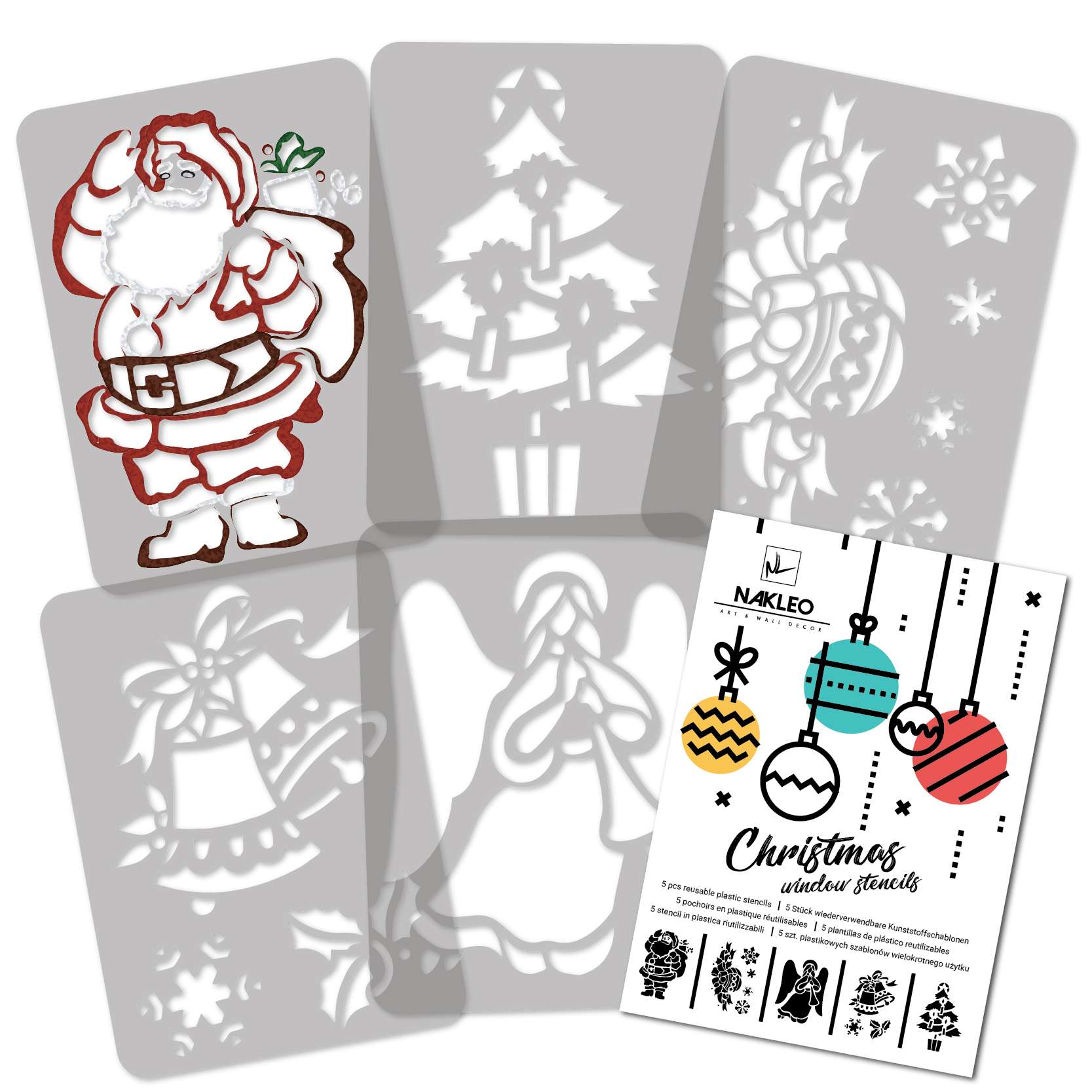 5 pcs Reusable Plastic Window Christmas Stencils for Artificial Snow #2 5 pcs Reusable Plastic Window Christmas Stencils for Artificial Snow #2