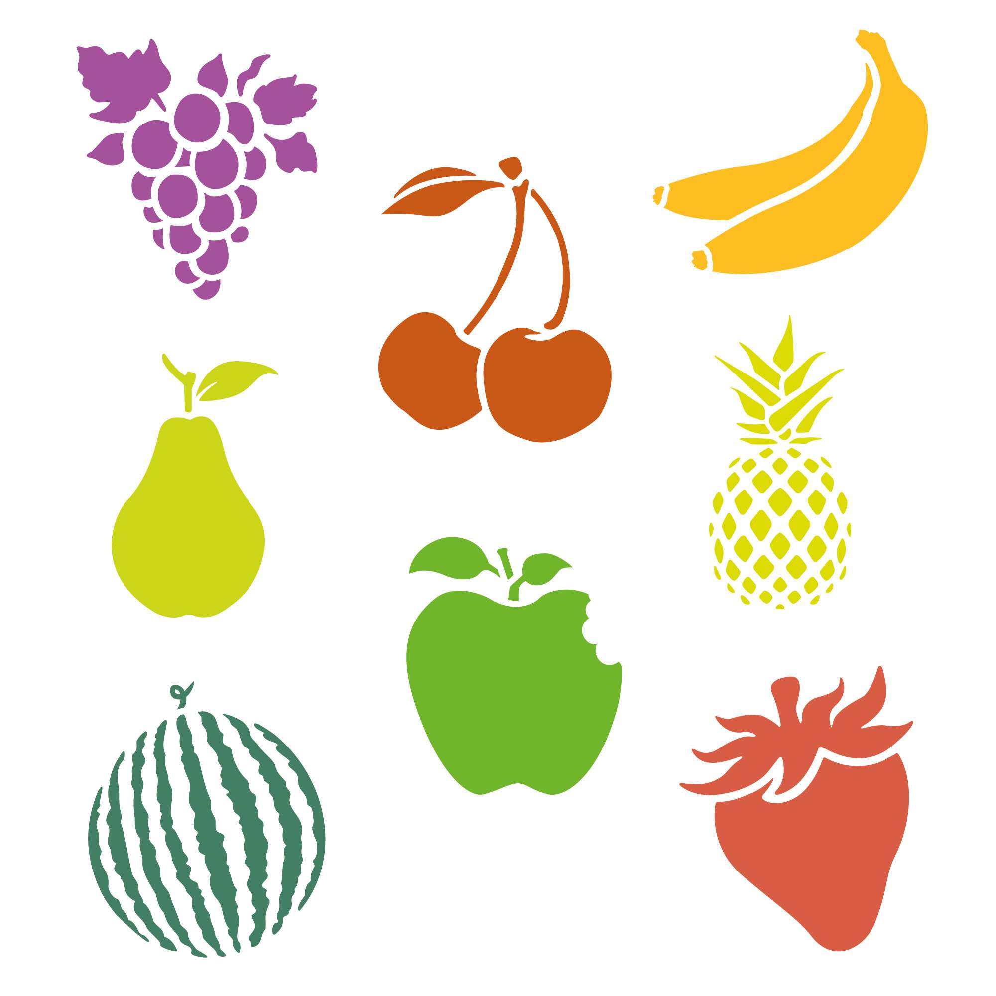 Teken sjabloon voor kinderen (8 stuks) // FRUITEN Teken sjabloon voor kinderen (8 stuks) // FRUITEN