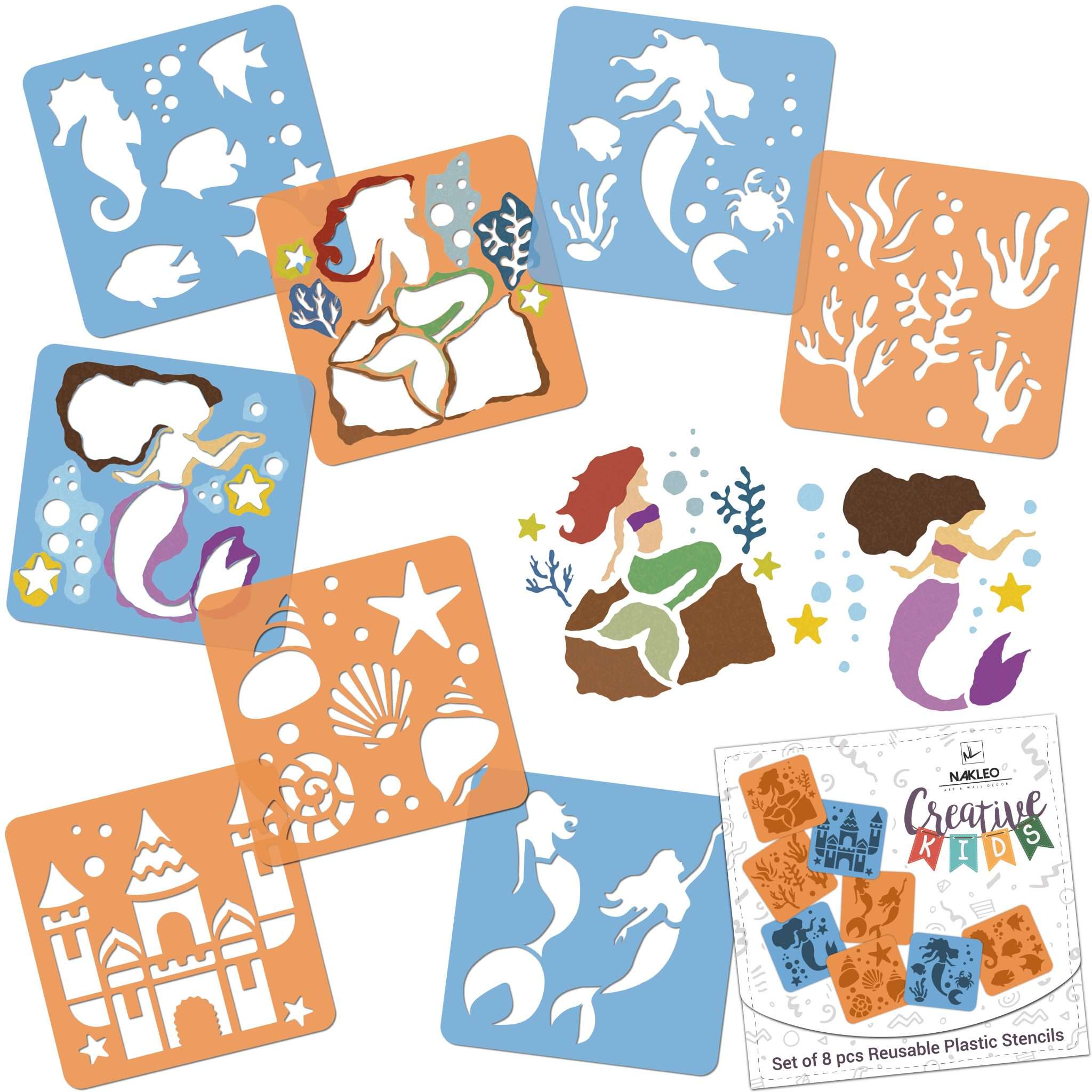 Teken sjabloon voor kinderen // Set van 8 st. // ZEEMEERMINNEN Teken sjabloon voor kinderen // Set van 8 st. // ZEEMEERMINNEN